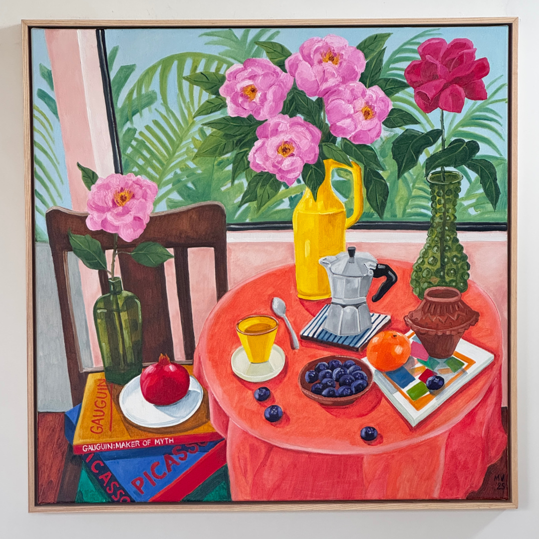 Melanie Vugich - Pink Peonies & Mim's Red Roses